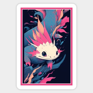 Cute Axolotl Anime Art Design | Cute Animals | Axolotl Hentaii Chibi Kawaii Design Sticker